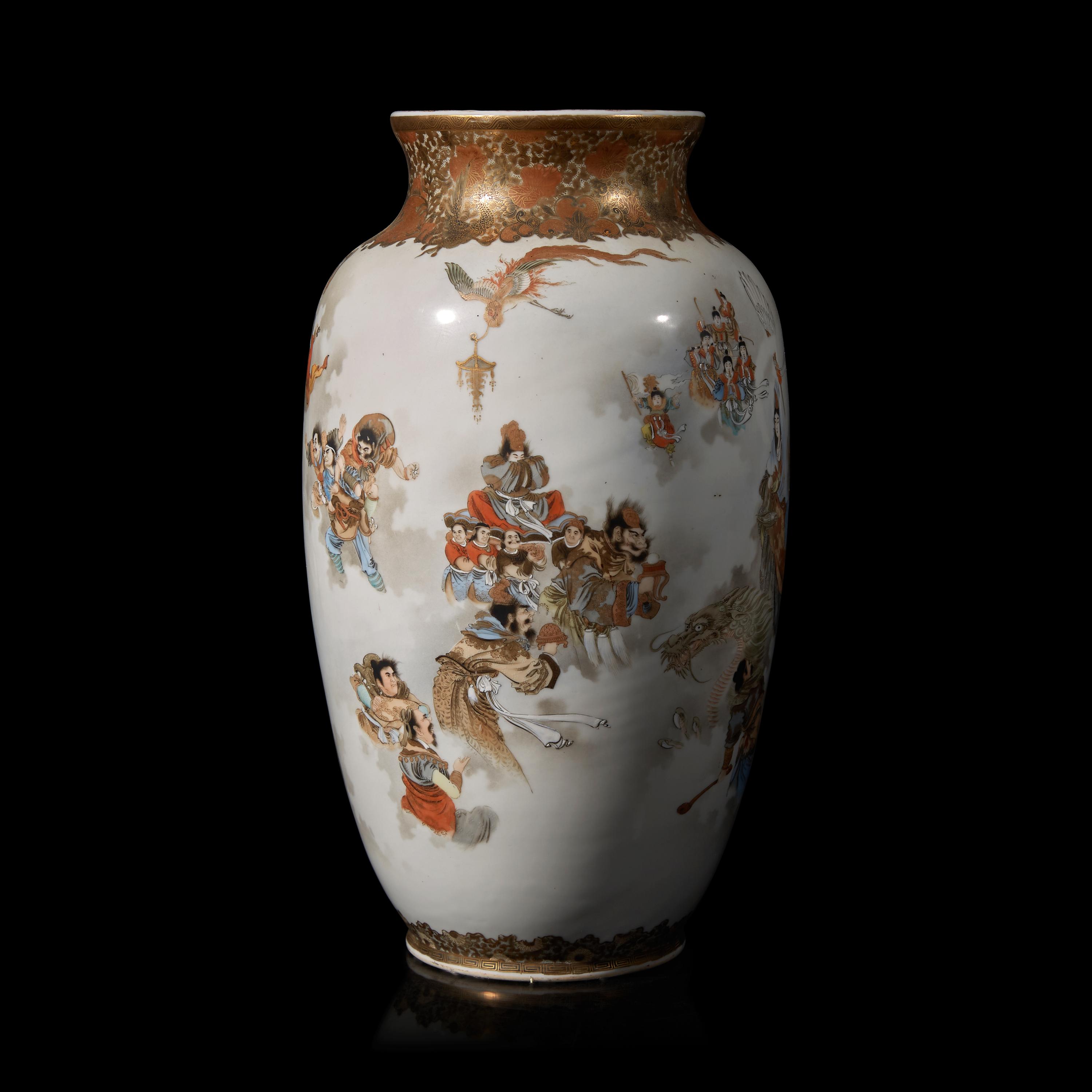 A Large and Finely Decorated Japanese Enameled Porcelain Vase, Meiji Period