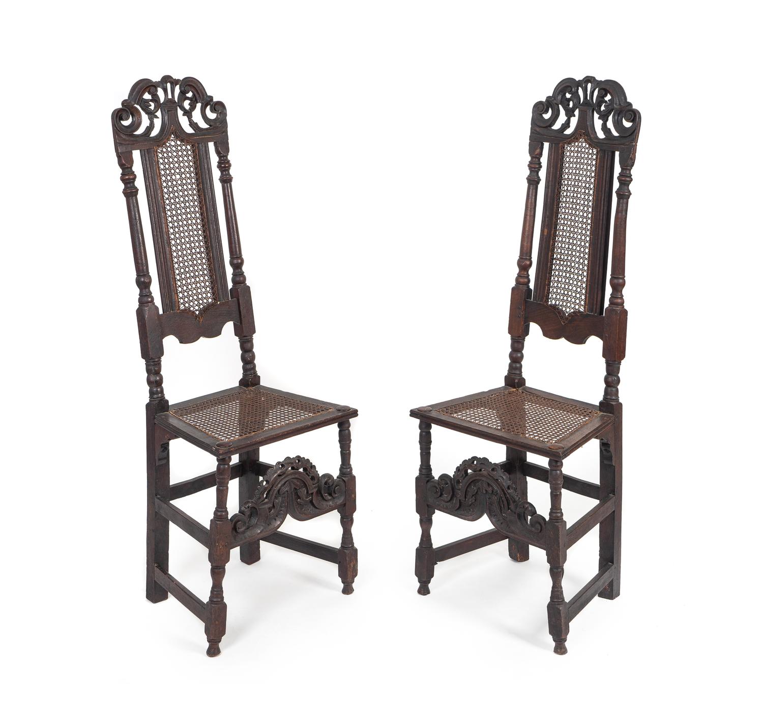 A Pair of William & Mary Style Side Chairs — 19TH CENTURY
