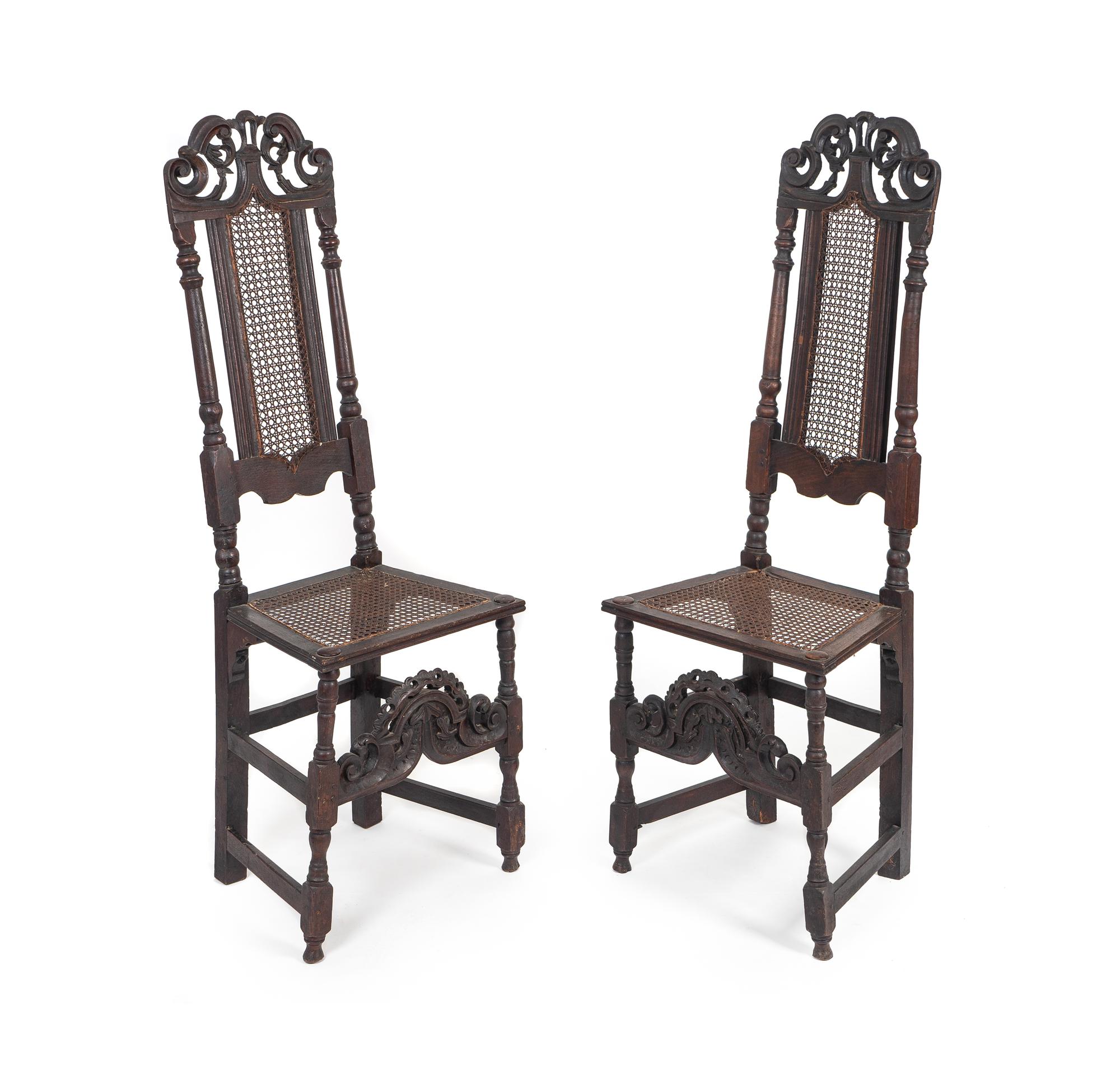 A Pair of William & Mary Style Side Chairs — 19TH CENTURY