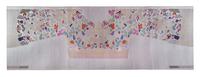 A Chinese Burgundy Red Summer Gauze Uncut Dragon Robe Height 30 x width 264 inches.