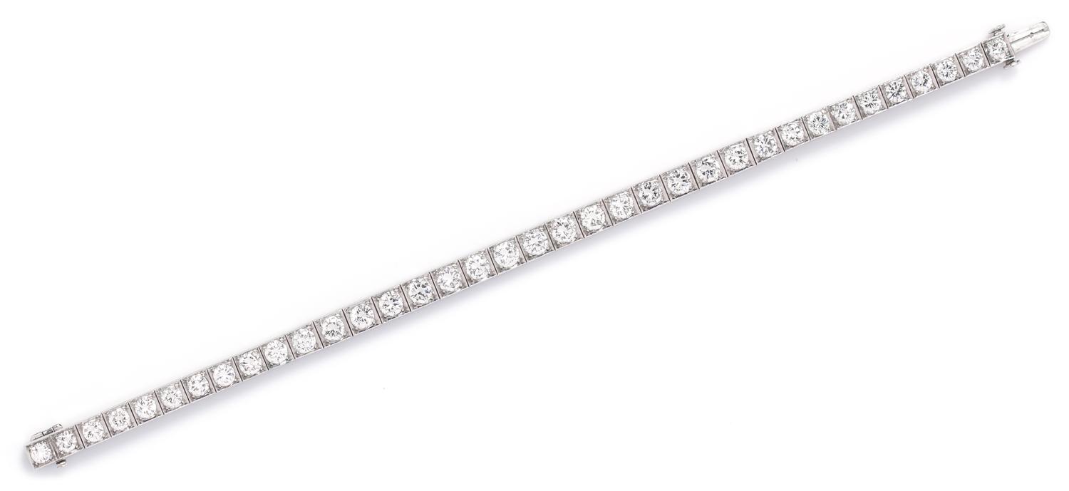 A Vintage Platinum and Diamond Line Bracelet, 15.30 dwts.