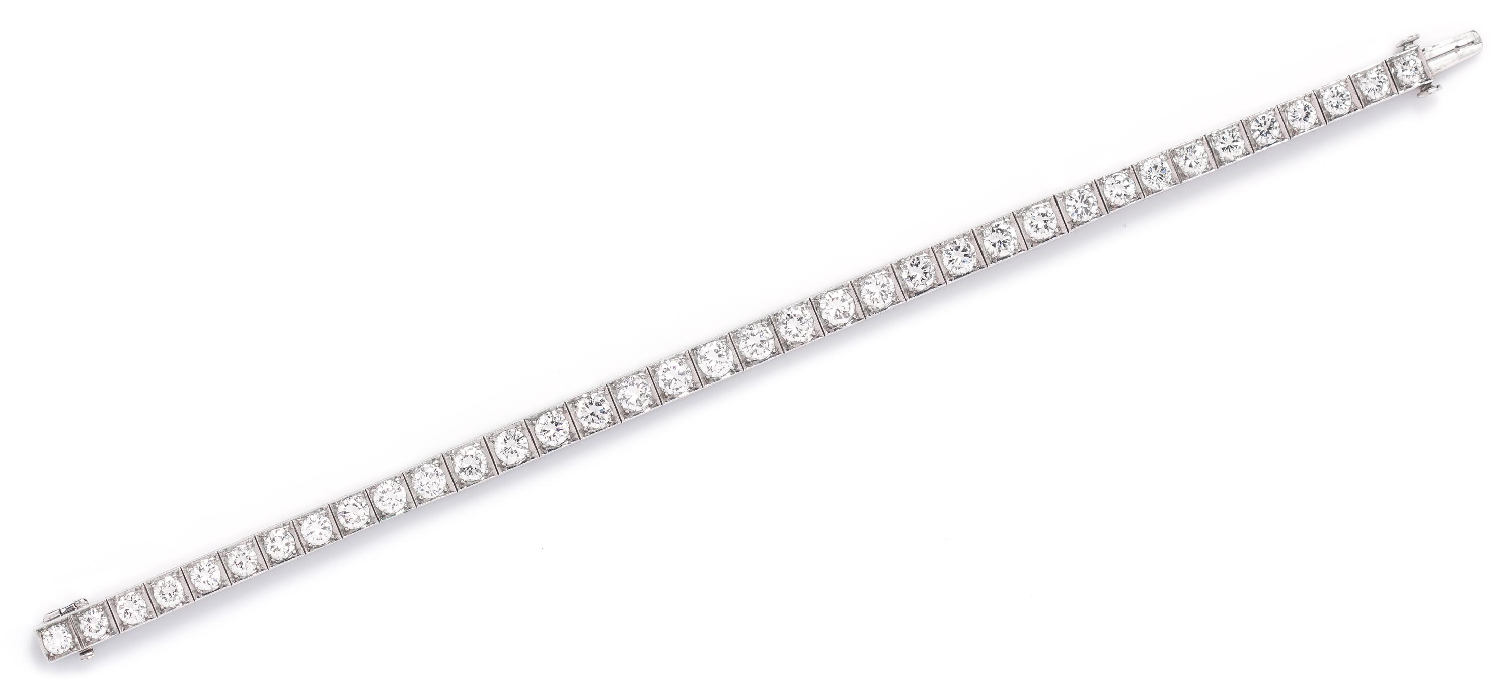 A Vintage Platinum and Diamond Line Bracelet, 15.30 dwts.