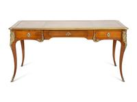 A Louis XV Style Gilt Metal-Mounted Fruitwood Bureau Plat