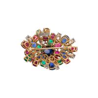 JULIUS COHEN, MULTIGEM AND DIAMOND BROOCH