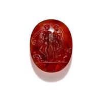 A Roman Carnelian Ring Stone with the Gods Mars, Venus, and Eros