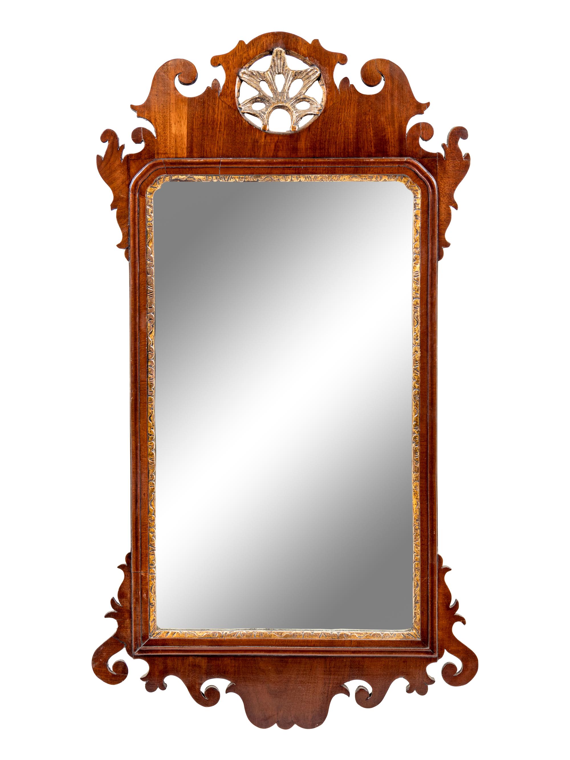 A Chippendale Parcel Gilt Mahogany Looking Glass