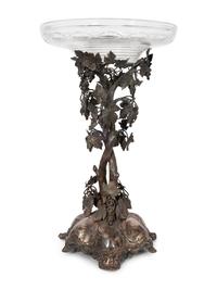 An English Victorian Silver-Plate and Cut Glass Centerpiece