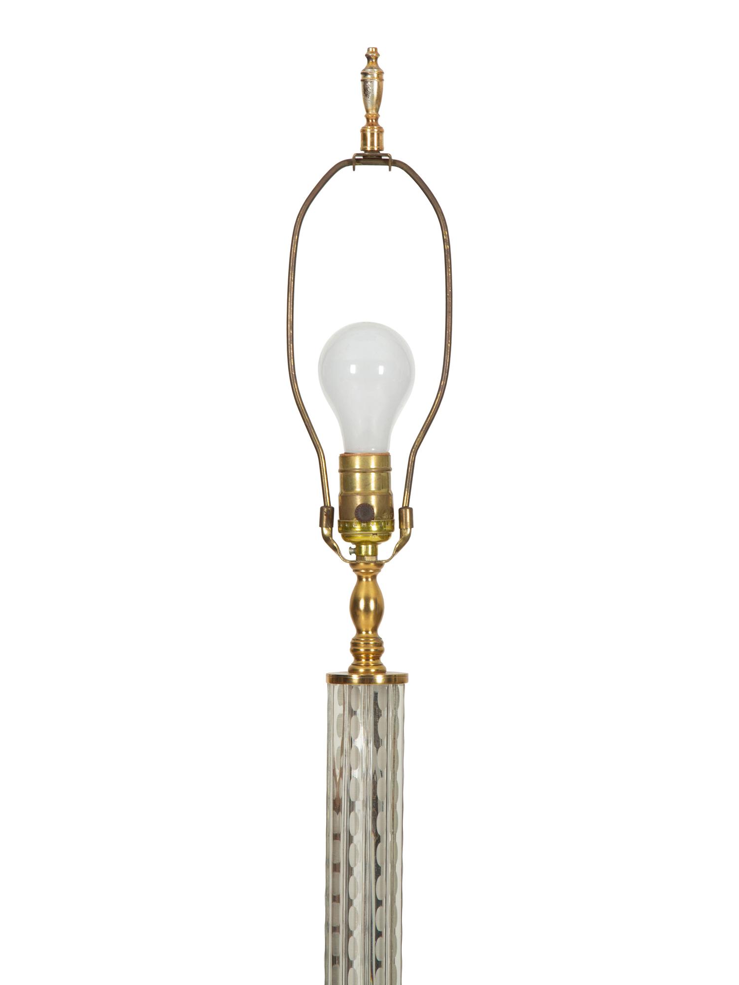 A Cased Cut Glass and Gilt Metal Floor Lamp