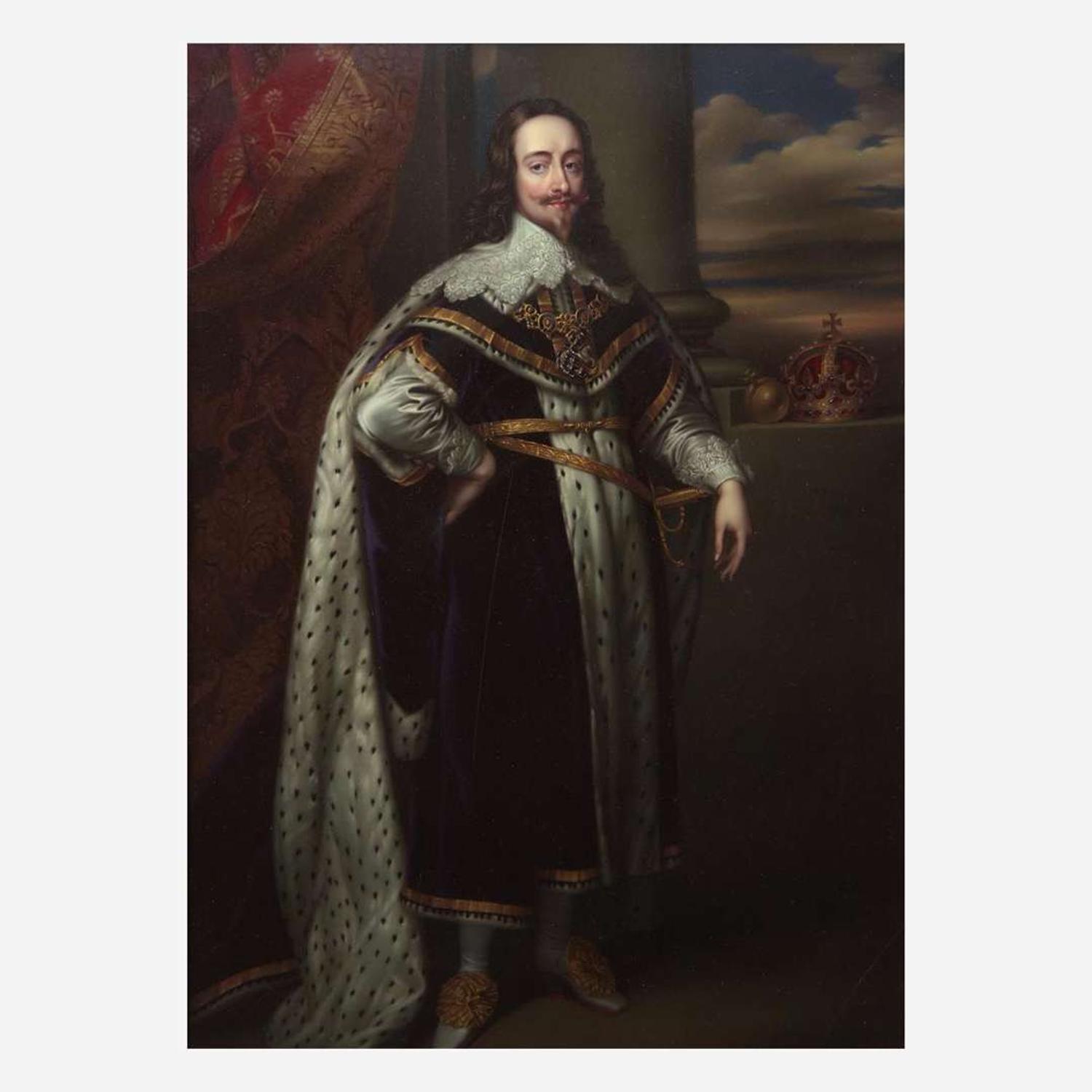 Henry-Pierce Bone (British, 1779-1855) Pair of Portraits of Charles I and his wife Henrietta Maria of England (after Anthony van Dyck)
