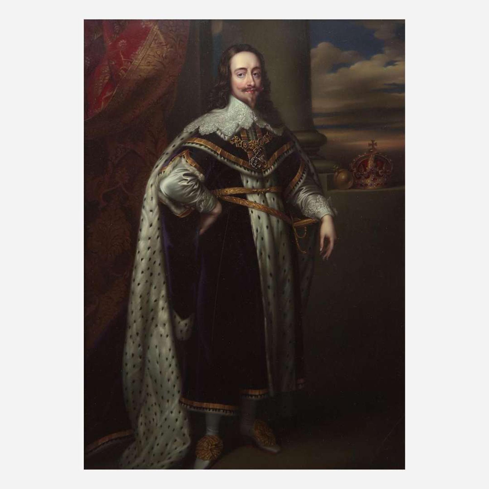 Henry-Pierce Bone (British, 1779-1855) Pair of Portraits of Charles I and his wife Henrietta Maria of England (after Anthony van Dyck)