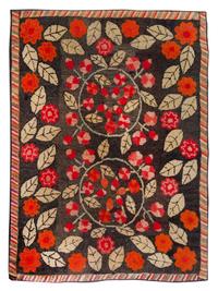 A Poppy Flower Decorated Hooked Rug