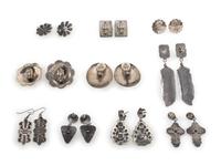 Navajo and Southwestern-style Silver Earrings, with Turquoise