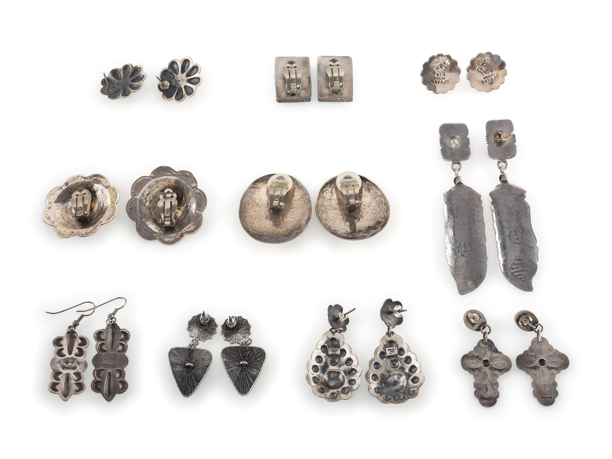 Navajo and Southwestern-style Silver Earrings, with Turquoise