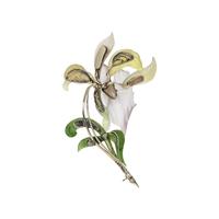 BENTLY & SKINNER, ANTIQUE, CARVED HARDSTONE AND DIAMOND FLOWER BROOCH