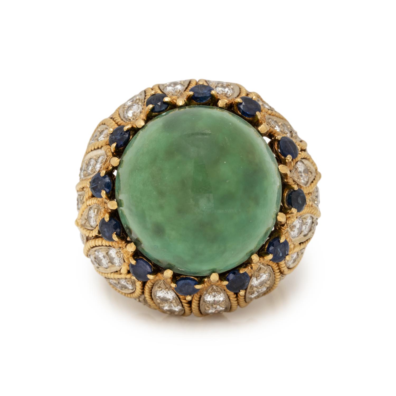 TURQUOISE, SAPPHIRE, AND DIAMOND RING