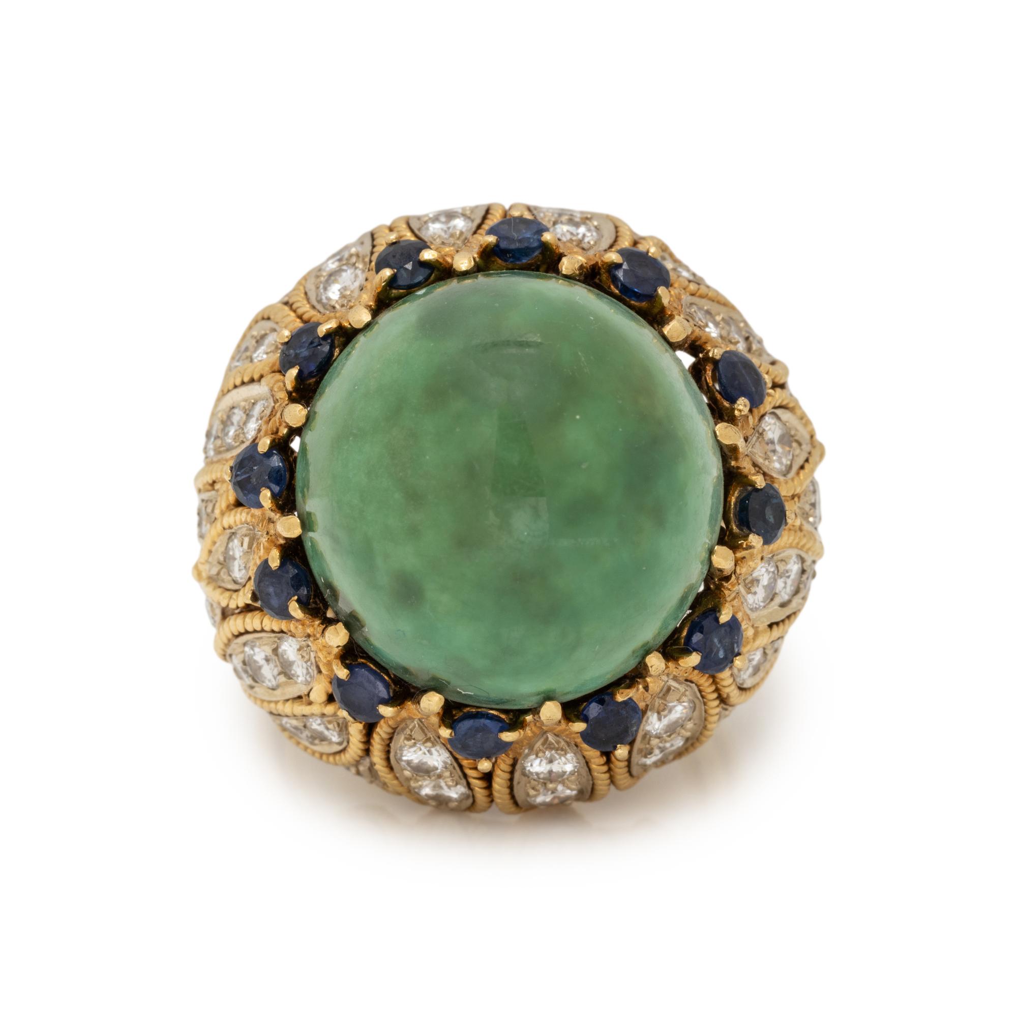 TURQUOISE, SAPPHIRE, AND DIAMOND RING