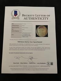 A 1986 Boston Red Sox American League Champions Team Signed Autograph Baseball with 30 Signatures (Beckett Authentication Services Letter BAS Certified),