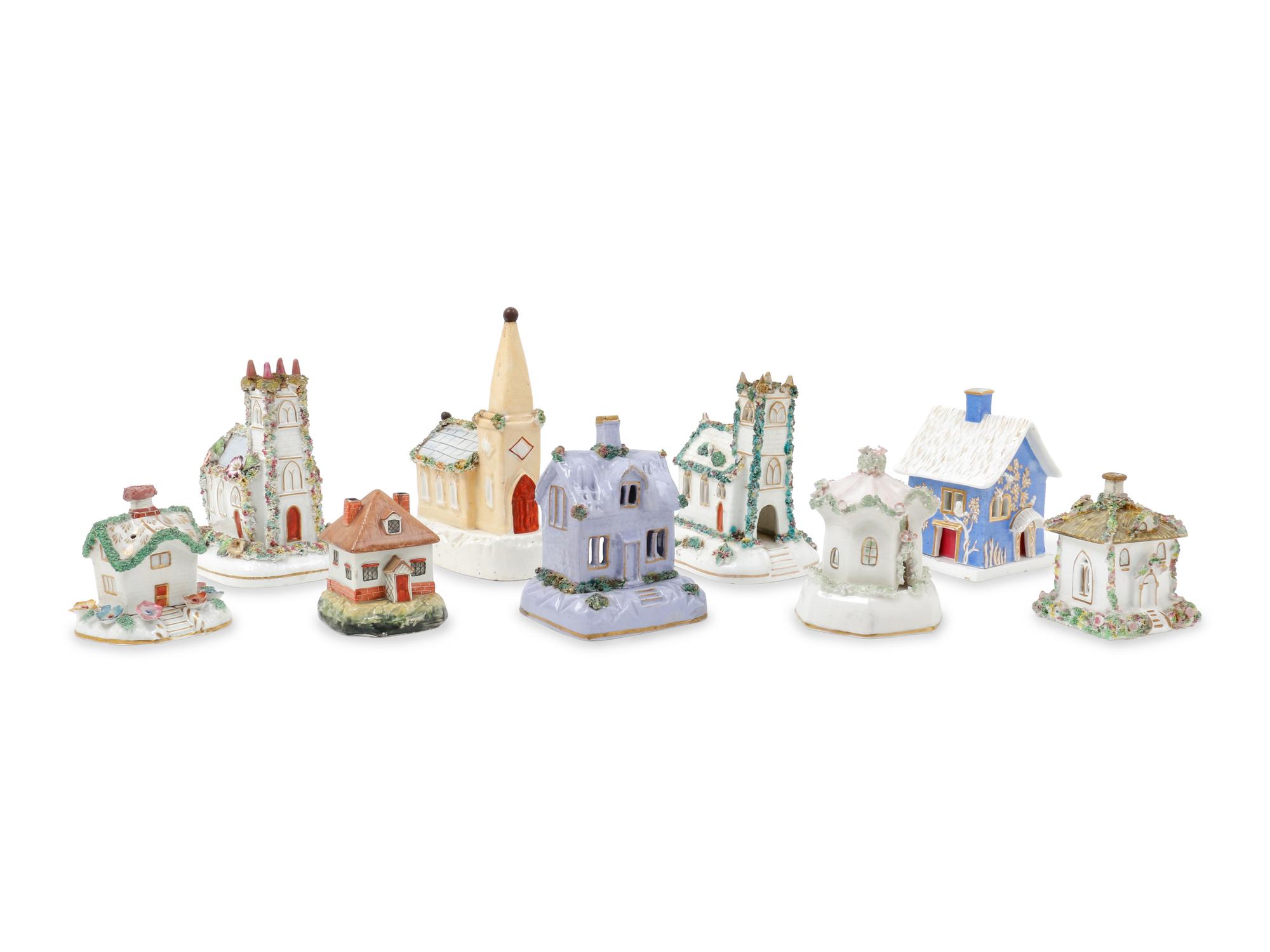 A Collection of Staffordshire Pottery Incense Burners and Cottage Ornaments — Circa 1830