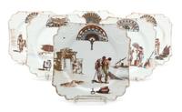 A Set of Six Haviland Limoges Egyptian Revival Dessert Plates, Diameter 8 inches.