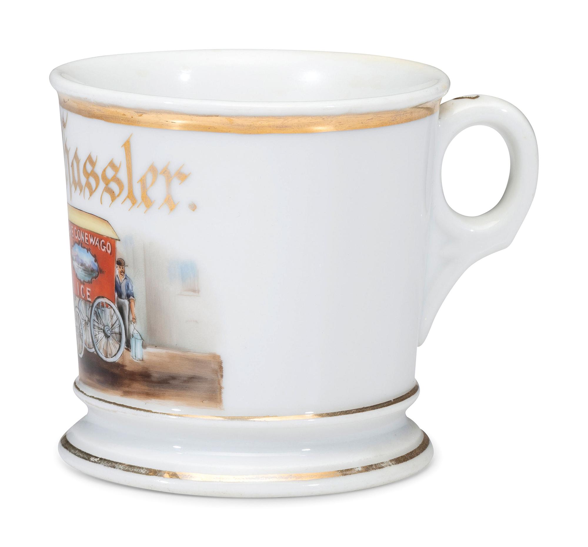 An Ice Deliveryman's Porcelain Occupational Shaving Mug