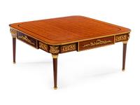 A Louis XVI Style Gilt Metal Mounted Parquetry Low Table