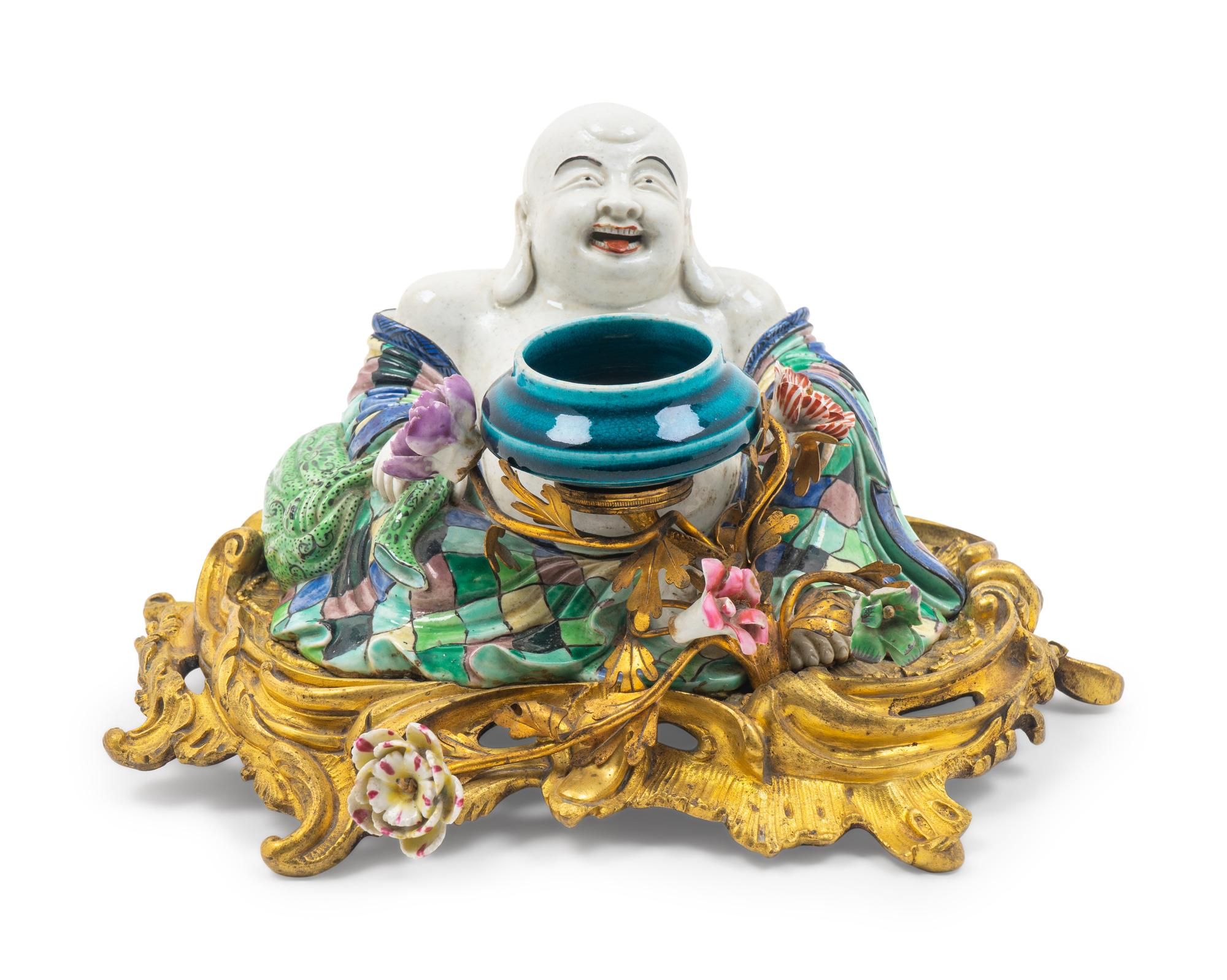 A Louis XV Style Gilt-Bronze-Mounted Porcelain Encrier — 19TH CENTURY