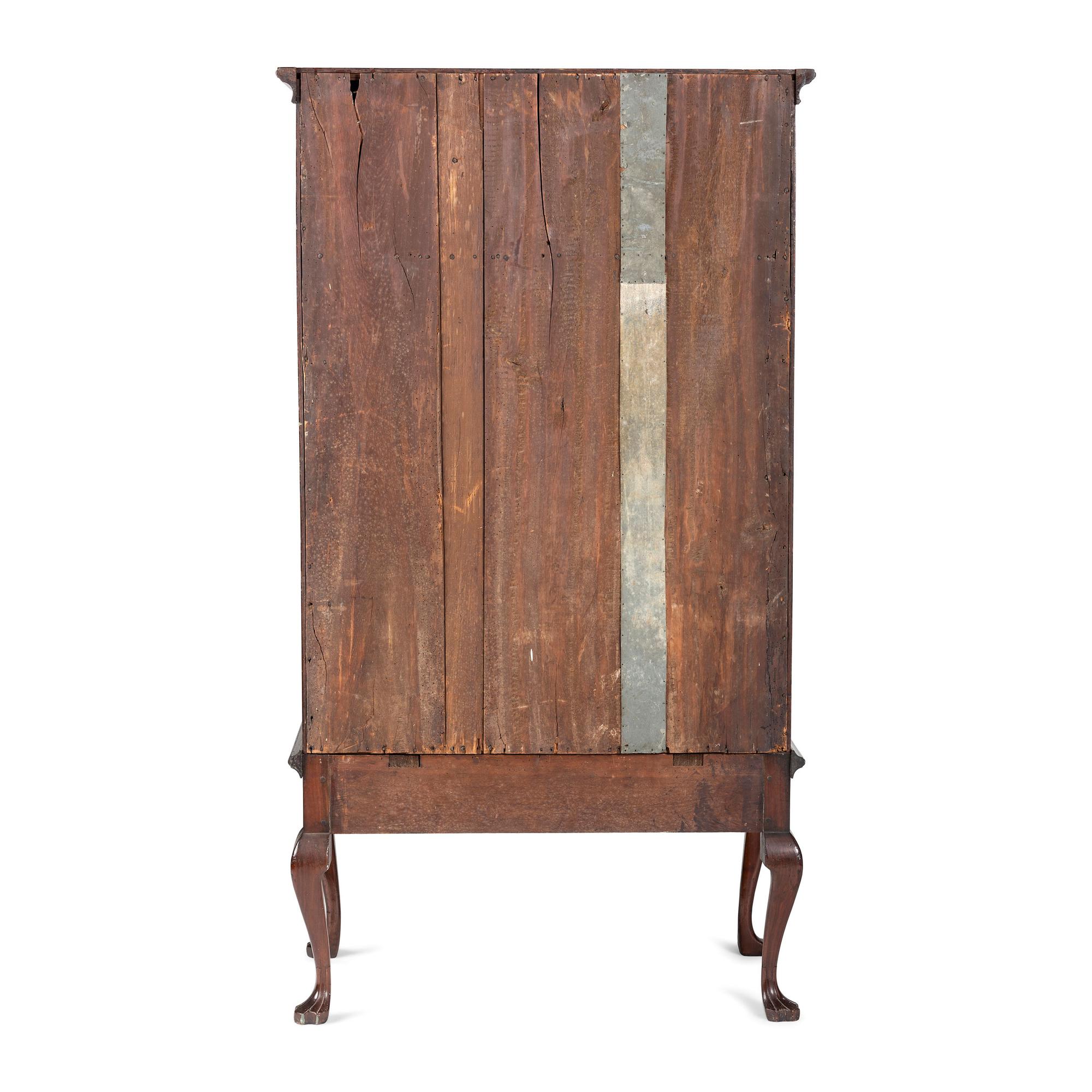 A Chippendale Walnut Shell Carved Flat-Top Chest on Stand