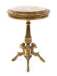 A Neoclassical Giltwood Pedestal Table, Height 30 3/4 x diameter 22 inches.