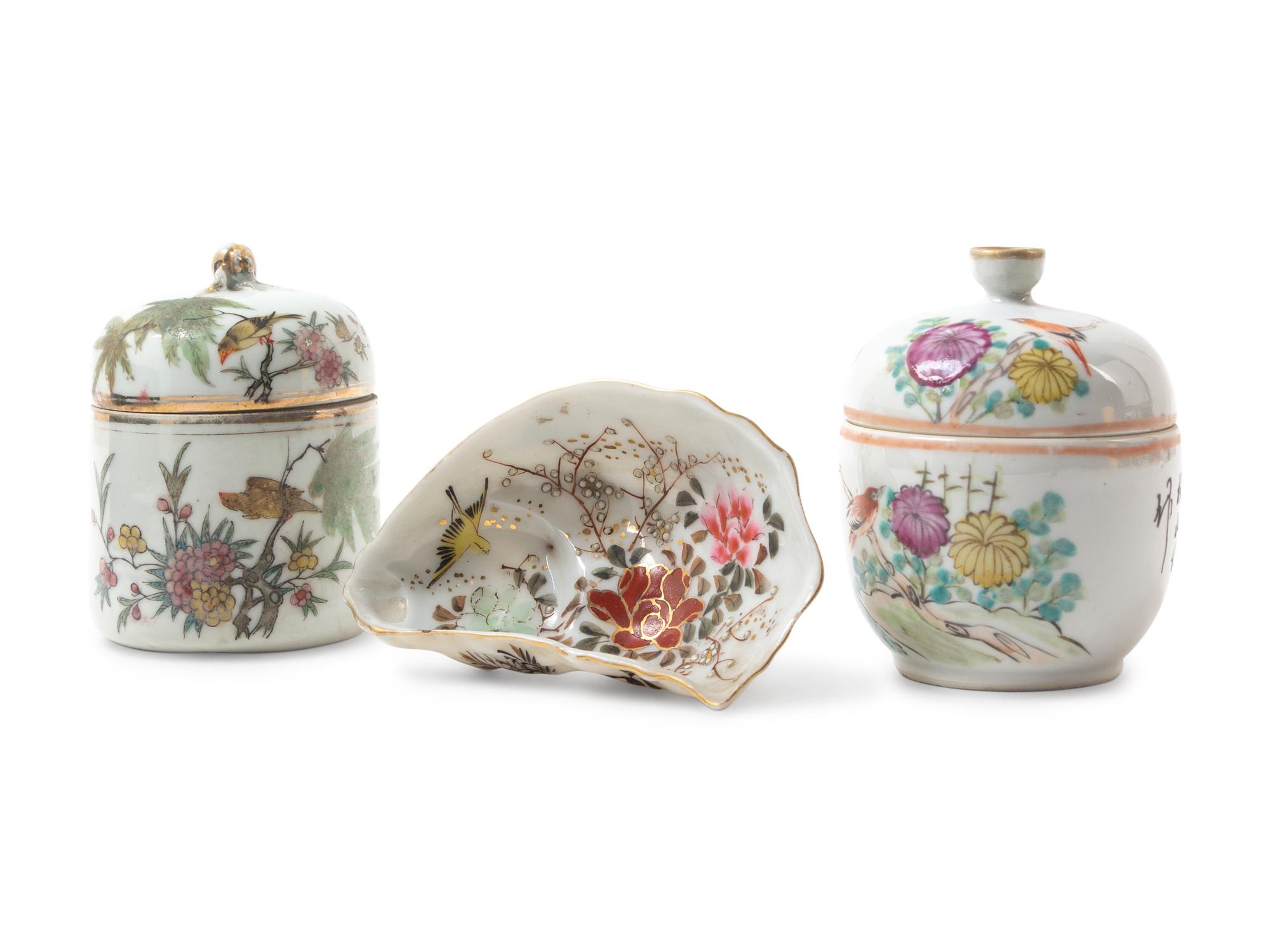 Three Famille Rose Porcelain Articles