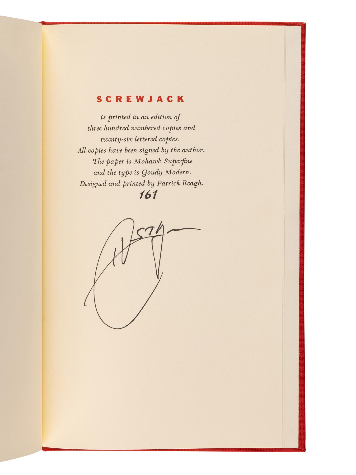 THOMPSON, Hunter S. (1937-2005). Screwjack . Santa Barbara: Neville, 1991.