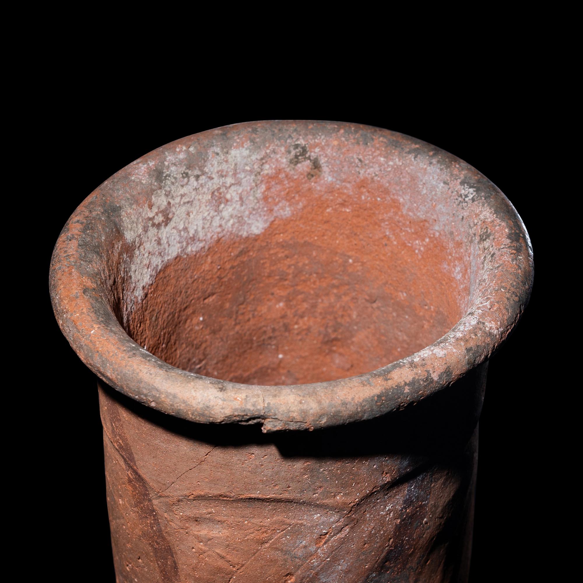 An Egyptian Painted Terracotta Cylinder Jar