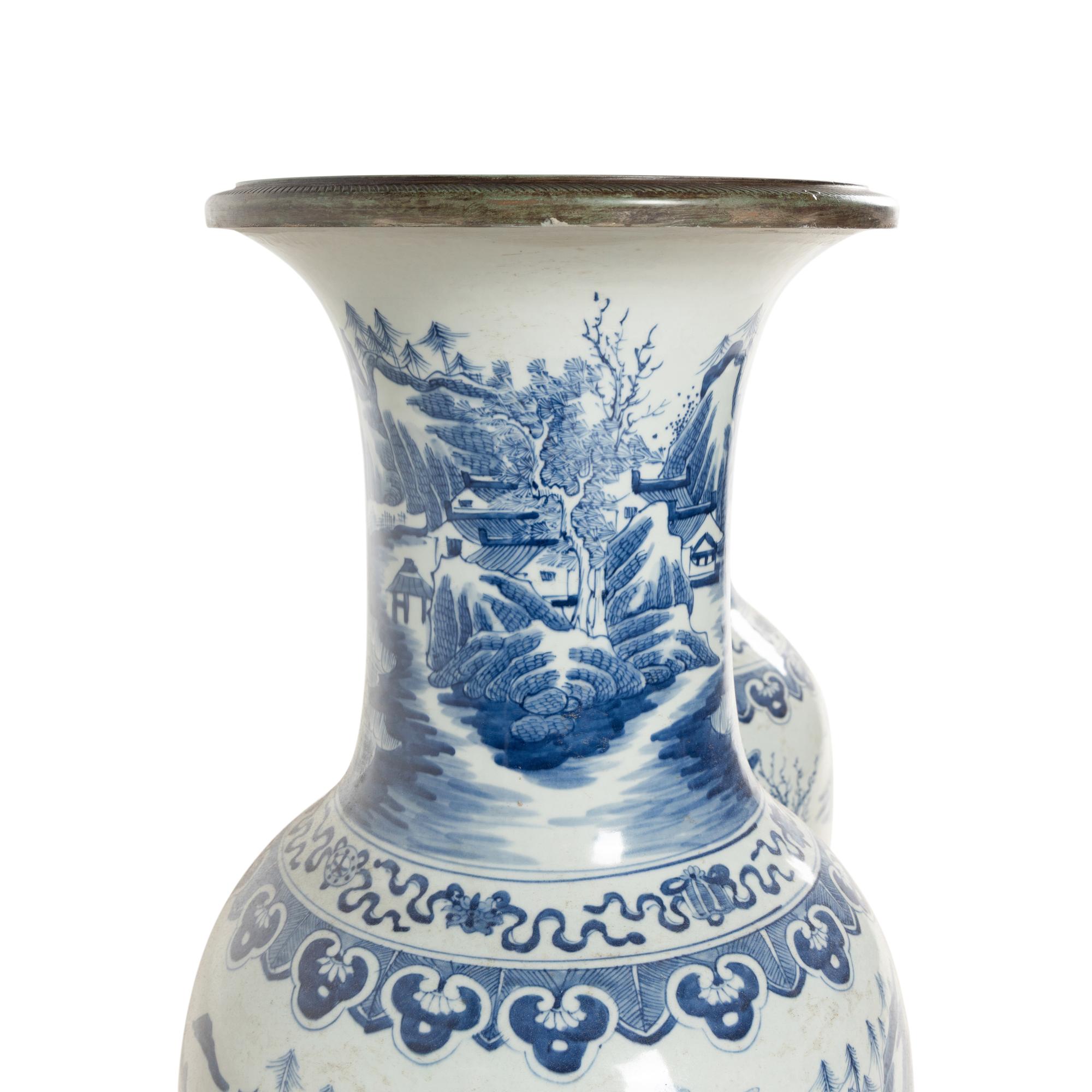 A Pair of Chinese Porcelain and Gilt Metal Mounted Floor Vases