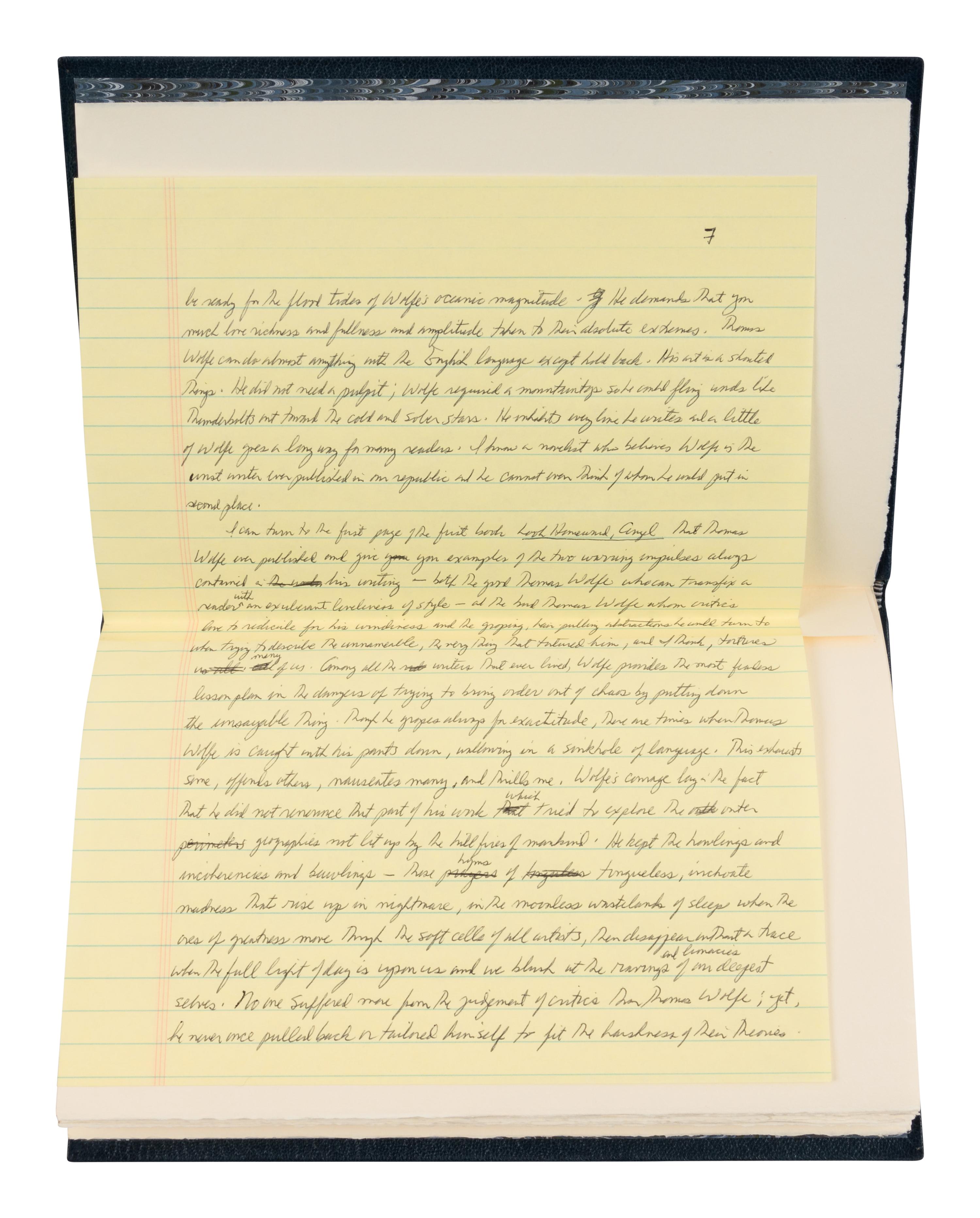CONROY, Pat (1945-2016). Thomas Wolfe . Atlanta: Old New York Book Shop Press, 2000.