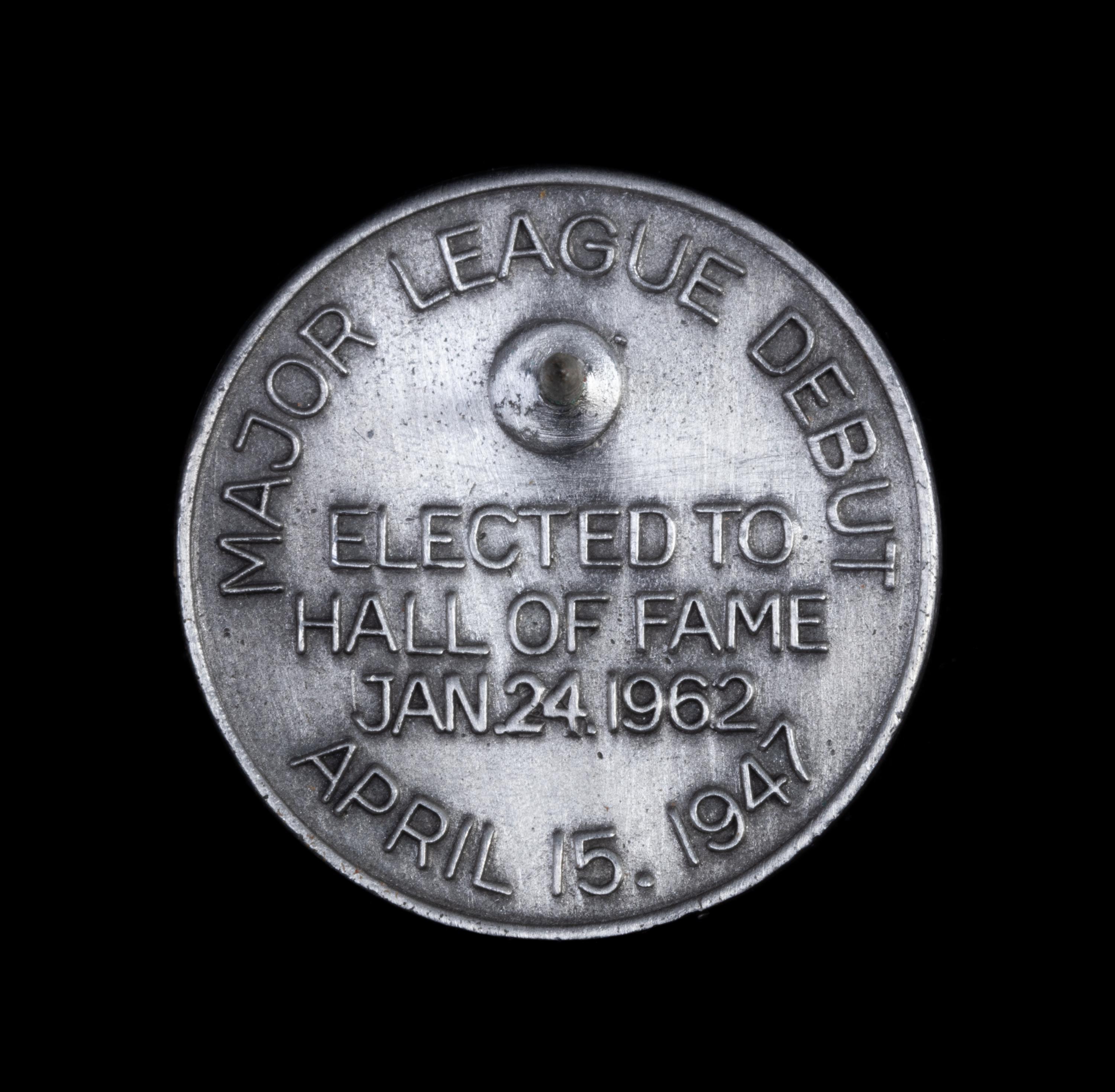 A 1962 Jackie Robinson Hall of Fame Pewter Press Pin