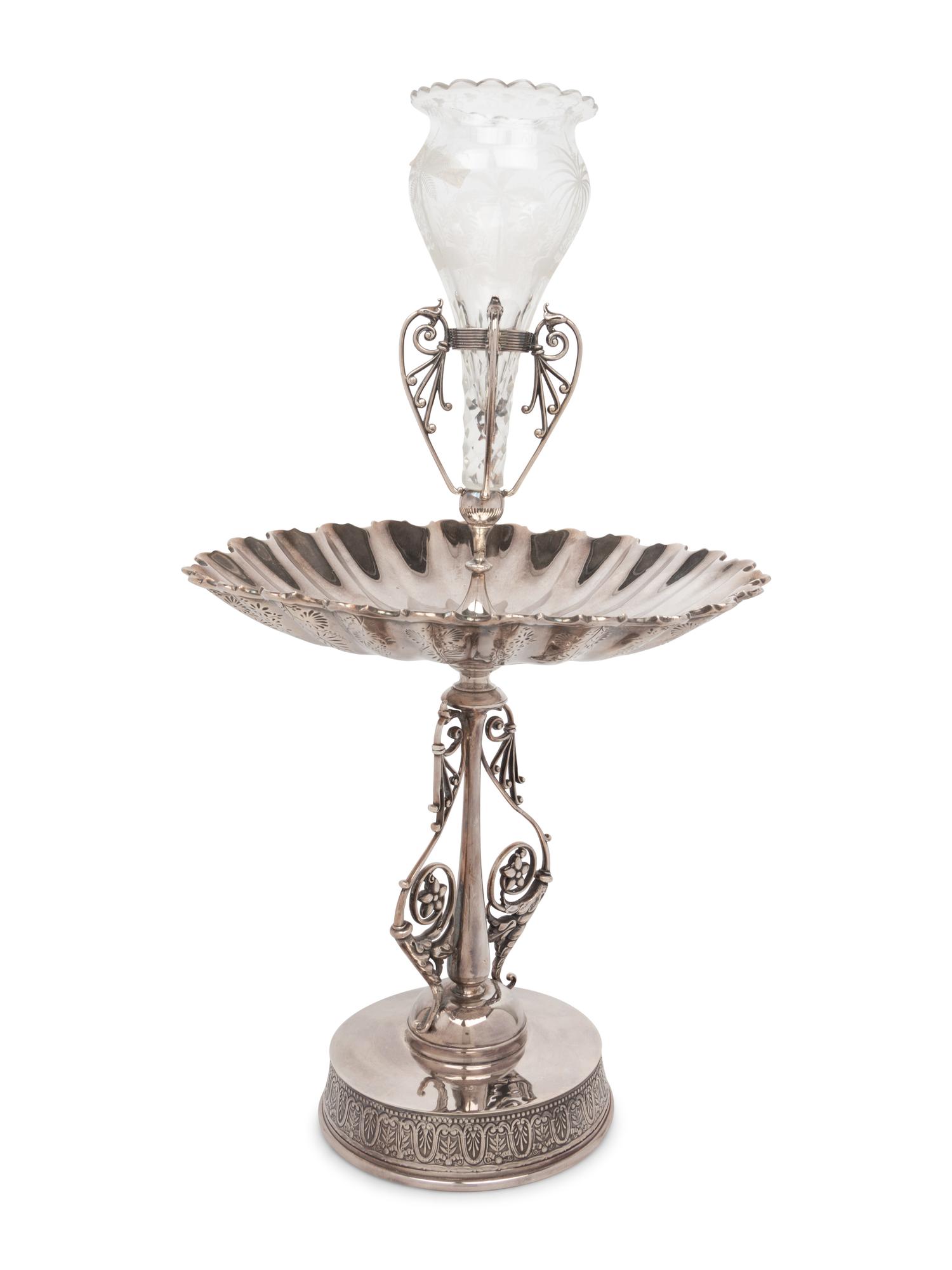 An American Victorian Silver-Plate and Cut Glass Épergne