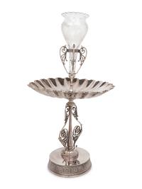 An American Victorian Silver-Plate and Cut Glass Épergne