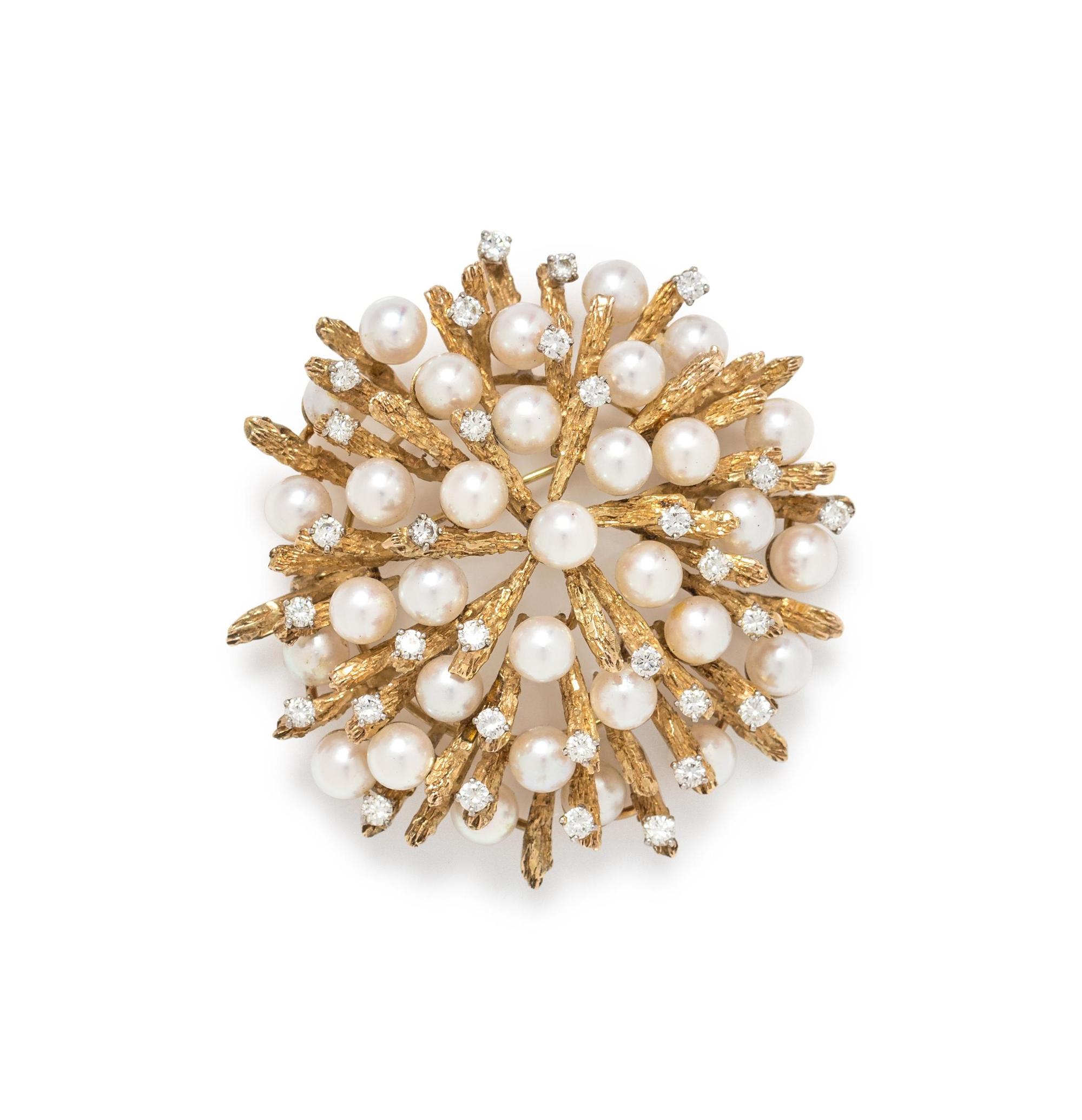 Jack Gutschneider Co., Cultured Pearl and Diamond Brooch