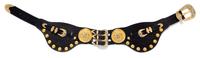 A Gianni Versace Black Leather Medallion Wide Belt, Size 75.