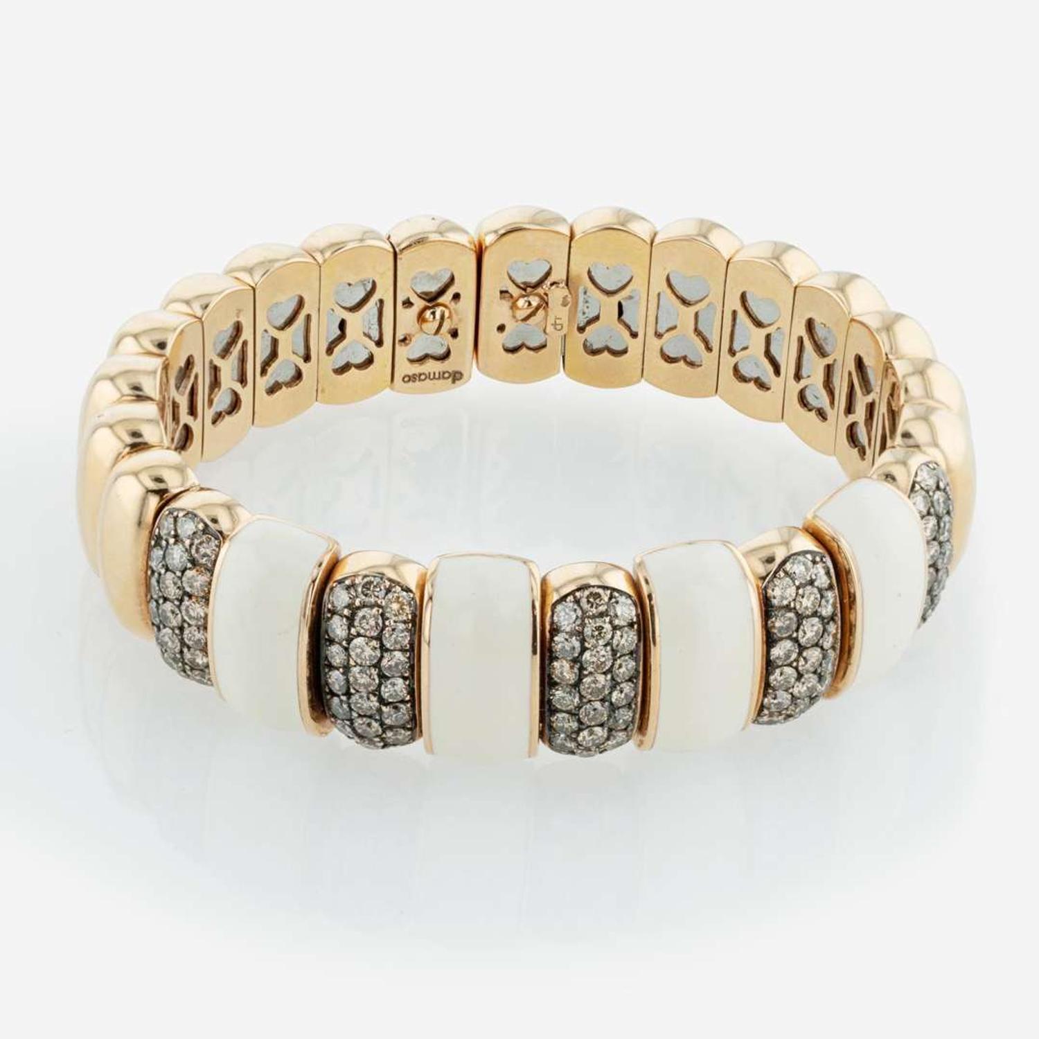 18K Rose Gold Damaso Martinez Diamond Bangle Bracelet Spain