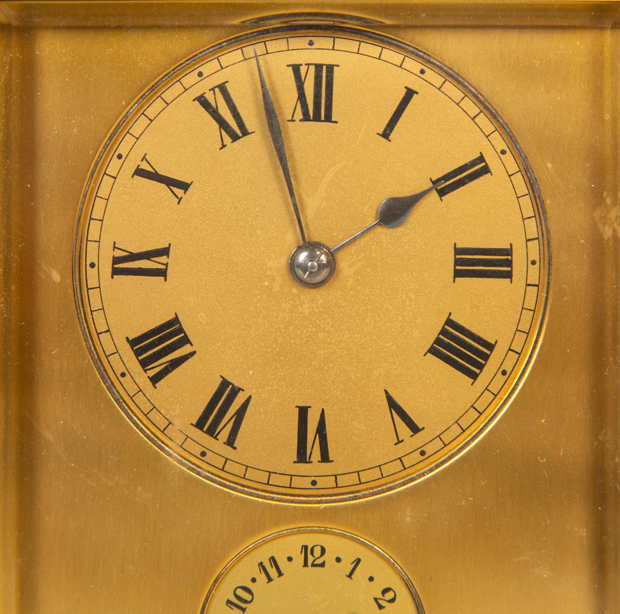 A French Bronze Repeating Carriage Clock with Aiguilles Movement