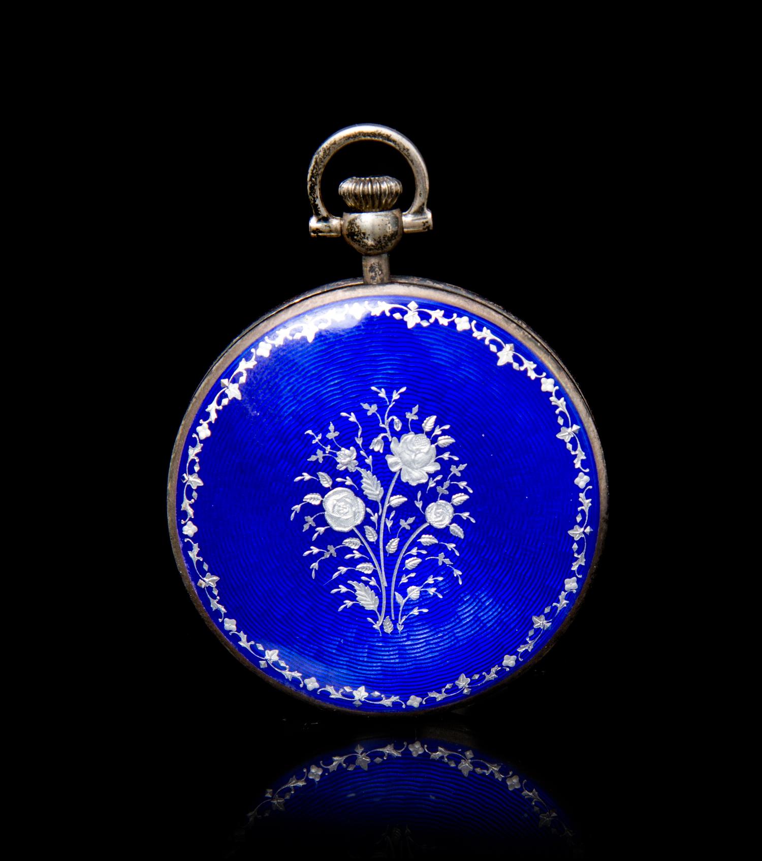 A Sterling Silver and Enamel Hunter Case Pocket Watch, Comor,
