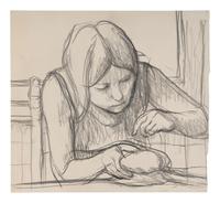 Ellen Writing , 1966, Becky Making a Doll , 1966, and Becky Sewing , 1966 (a group of three works)
