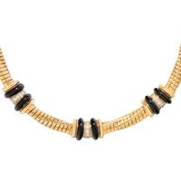 YELLOW GOLD, DIAMOND AND ONYX NECKLACE