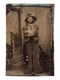 [WESTERN AMERICANA] 16 tintypes of "western" women incl. armed character and Native American subject