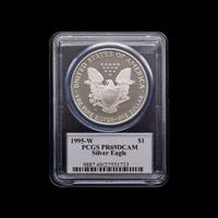 A 1995-W Silver Eagle $1 Proof [PCGS PR69 DCAM; John Mercanti Signed Label ]