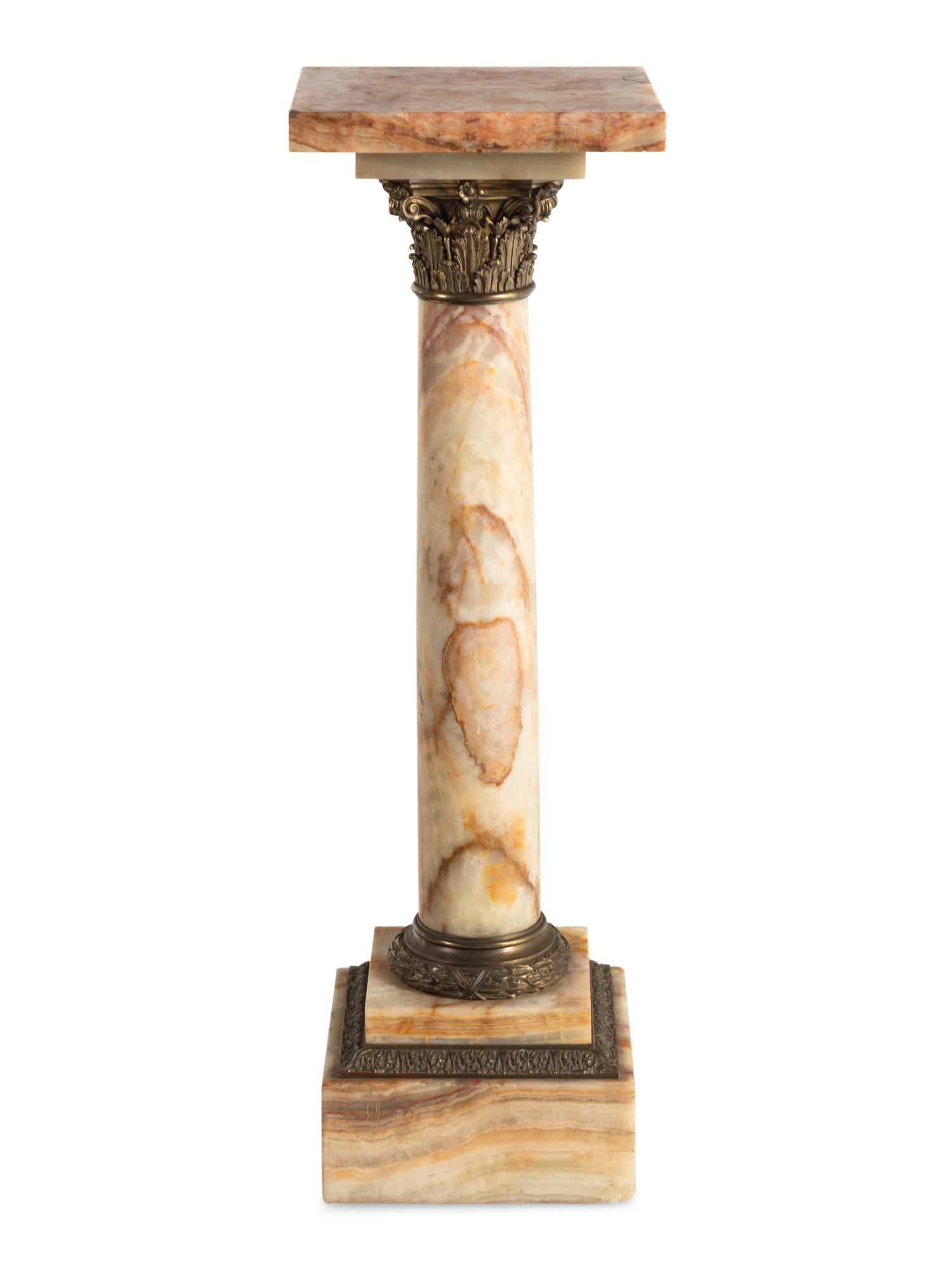 A Continental Gilt Bronze Mounted Onyx Pedestal