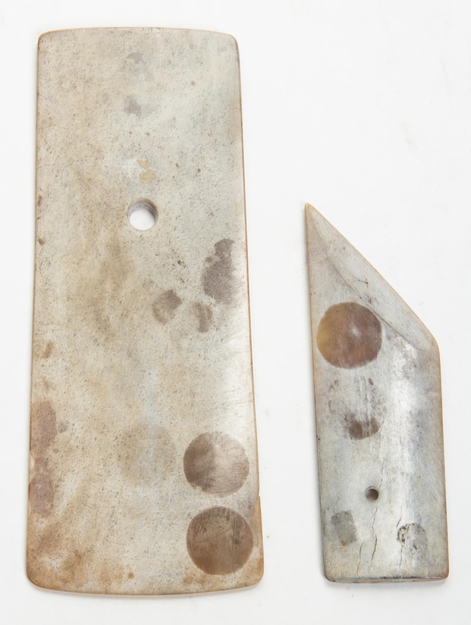 Two Jade Axes Length of longer 8 5/8 inches.