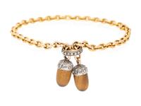 YELLOW GOLD, TIGER'S EYE, AND DIAMOND ADJUSTABLE SLIDE BRACELET