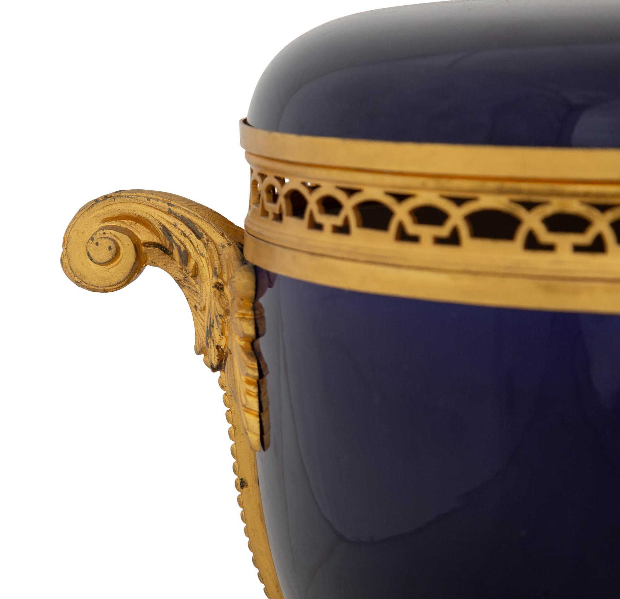 A French Gilt Bronze Mounted Porcelain Bowl and Cover
