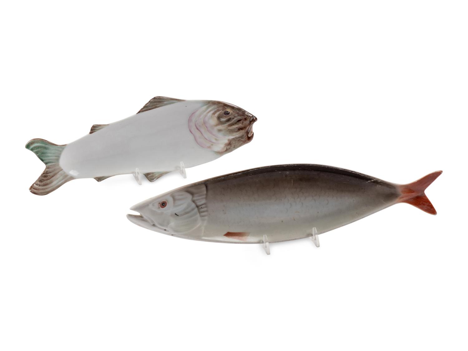 Two Porcelain Fish-Form Serving Dishes